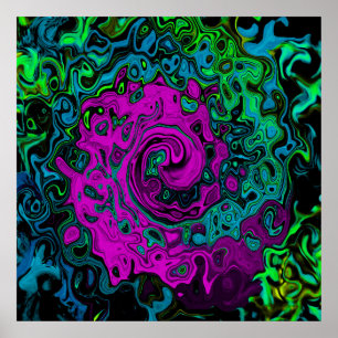 Fett Magenta Abstract Groovy Flüssigkeitskunst-Wir Poster