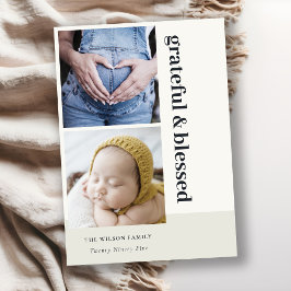 Fett Minimal 2 Foto Schwarz Dankbar & gesegnet Feiertagskarte