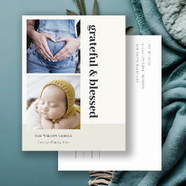 Fett Minimal 2 Foto Schwarz Dankbar & gesegnet Feiertagspostkarte