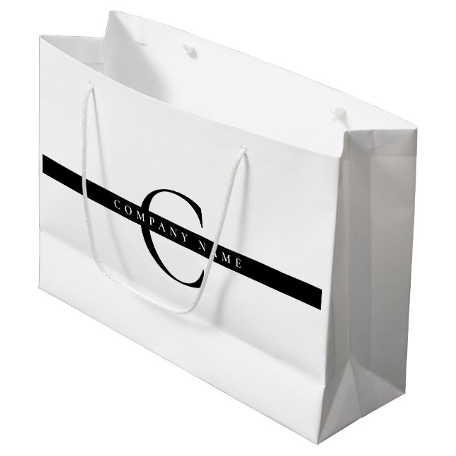 Fett-Minimal-Unternehmen Typografie Monogram Große Geschenktüte (Vorderseite Schrägansicht)