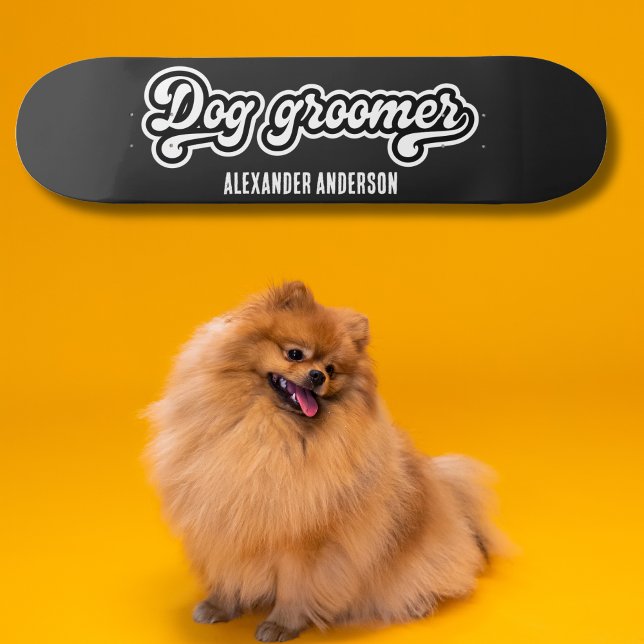 Fett minimaler Schwarz-Weiß-Hund Groomer Skateboard (Von Creator hochgeladen)
