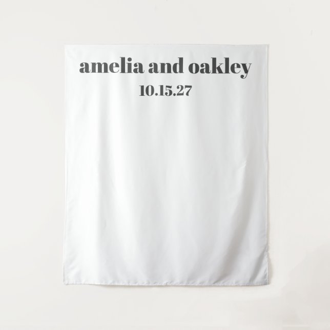 Fett minimaler Schwarz-weißer Hochzeitsbacken Wandteppich (Vorderseite)