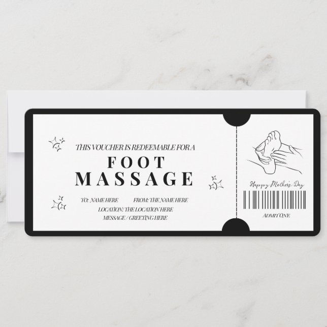 Fett Minimalistisch Foot Massage Voucher Einladung (Vorderseite)