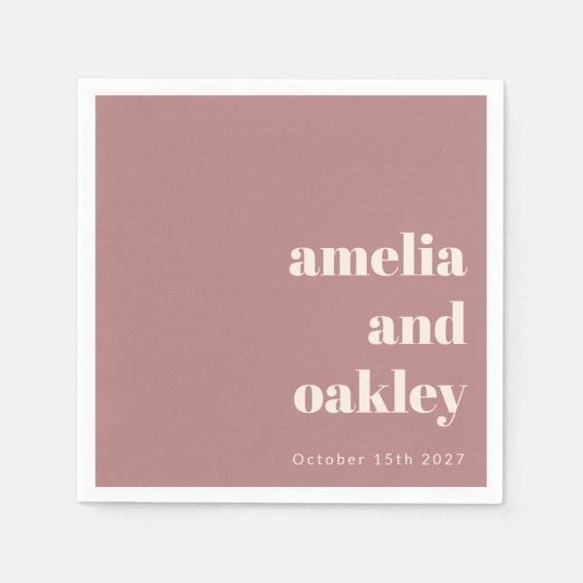 Fett Minimalistische Dusty Rose Retro Custom Weddi Serviette (Vorderseite)