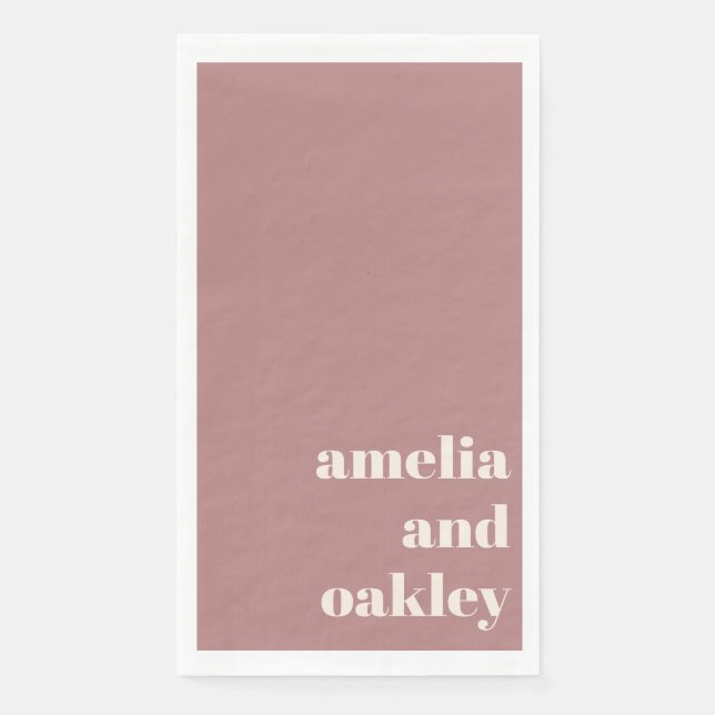 Fett Minimalistische Dusty Rose Retro Custom Weddi Serviette (Vorderseite)