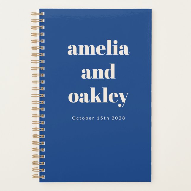 Fett Minimalistische, helle blaue Retro Custom Wed Planer (Vorderseite)