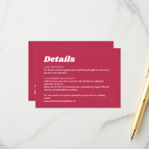 Fett Minimalistische Retro Viva Magenta Wedding De Begleitkarte