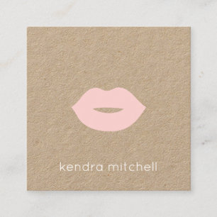 Fett Minimalistische Rosa Lippen Logo Makeup Artis Quadratische Visitenkarte