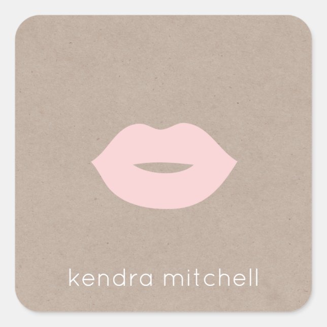 Fett Minimalistische Rosa Lippen Logo Makeup Artis Quadratischer Aufkleber (Vorderseite)