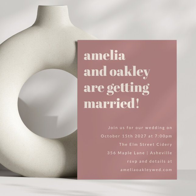 Fett Minimalistische Rose Retro Simple Wedding Web Einladung (Von Creator hochgeladen)