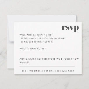 Fett Minimalistische Schwarz-weiße Retro Custom We RSVP Karte