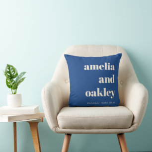 Fett Minimalistisches Französisch Blau Retro Benut Kissen