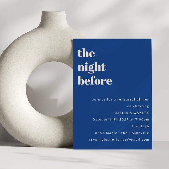 Fett Minimalistisches Französisch Blue Probe Dinne Einladung (Von Creator hochgeladen)