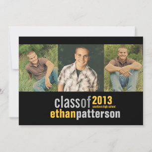 Fett Modern 3 Foto Graduation Party Ankündigung