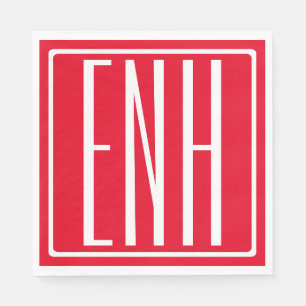 Fett Modern 3 Initialen Monogramm   Rot (bzw. Deue Serviette