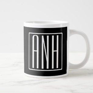 Fett Modern 3 Initialen Monogramm   Schwarz weiß Jumbo-Tasse