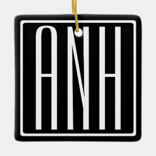 Fett Modern 3 Initialen Monogramm Schwarz weiß Keramikornament