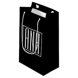 Fett Modern 3 Initialen Monogramm | Schwarz weiß Kleine Geschenktüte