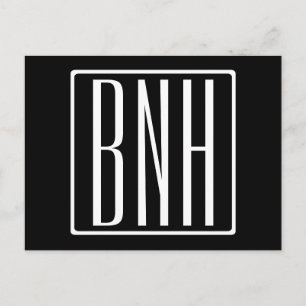 Fett Modern 3 Initialen Monogramm Schwarz weiß Postkarte