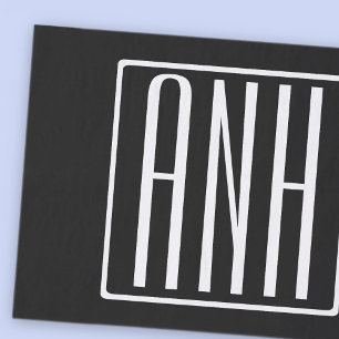 Fett Modern 3 Initialen Monogramm Schwarz weiß Seidenpapier