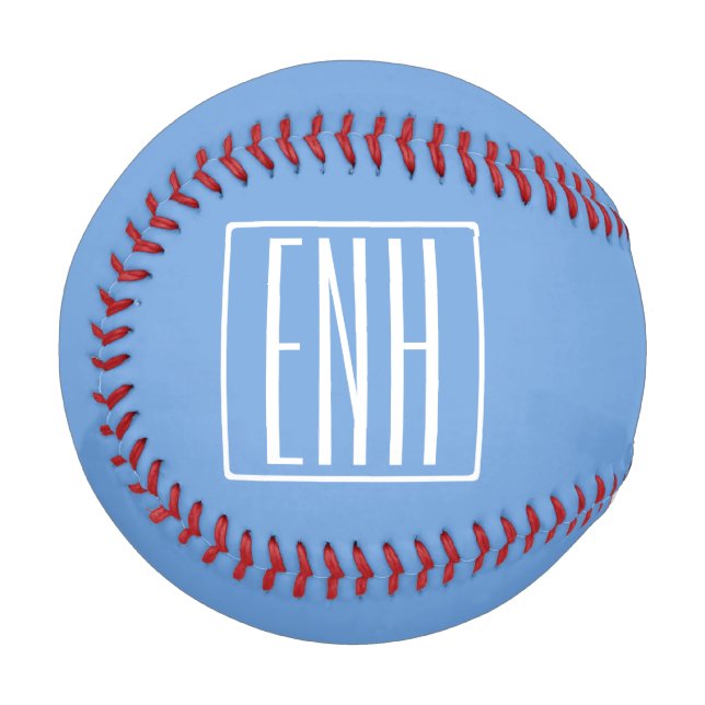 Fett Modern 3 Initialen Monogramm | Soft Blue Baseball (Vorderseite Links)