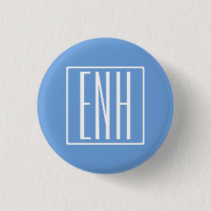 Fett Modern 3 Initialen Monogramm Soft Blue Button