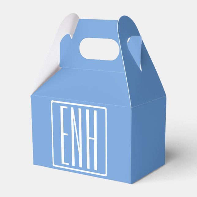 Fett Modern 3 Initialen Monogramm | Soft Blue Geschenkschachtel (Vorderseite)