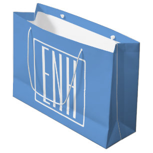 Fett Modern 3 Initialen Monogramm   Soft Blue Große Geschenktüte