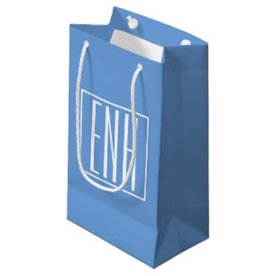 Fett Modern 3 Initialen Monogramm   Soft Blue Kleine Geschenktüte