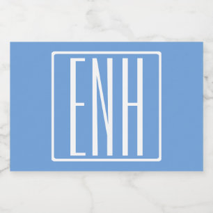 Fett Modern 3 Initialen Monogramm   Soft Blue Lebensmitteletikett