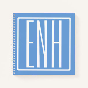 Fett Modern 3 Initialen Monogramm Soft Blue Notizbuch