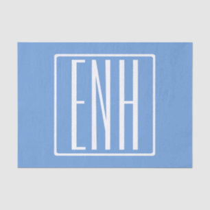 Fett Modern 3 Initialen Monogramm   Soft Blue Seidenpapier
