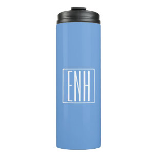 Fett Modern 3 Initialen Monogramm Soft Blue Thermosbecher