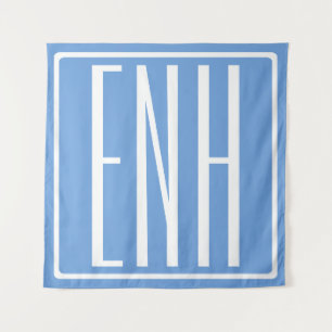Fett Modern 3 Initialen Monogramm   Soft Blue Wandteppich