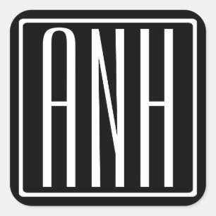 Fett Modern 3 Initialen Monogramm Weiß auf Schwa Quadratischer Aufkleber