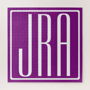 Fett Modern 3 Initialen Monogramm   Weiß und Lila