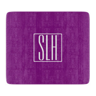 Fett Modern 3 Initialen Monogramm Weiß und Lila Schneidebrett