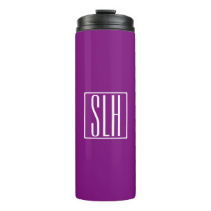 Fett Modern 3 Initialen Monogramm Weiß und Lila Thermosbecher