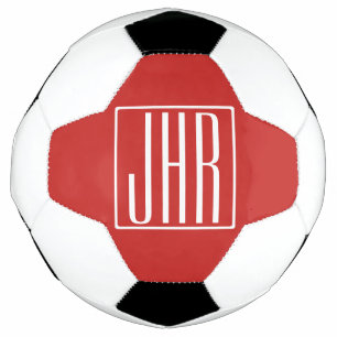 Fett Modern 3 Initialen Monogramm White on Red Fußball