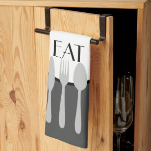 fett, modern grau und weiß mit eigenem Text Geschirrtuch