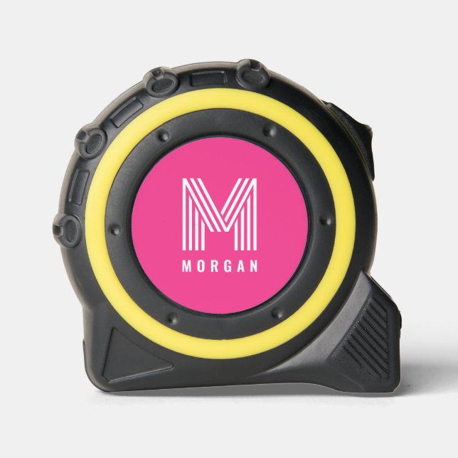 Fett Modern Monogram Name | Rosa Maßband (Vorderseite)