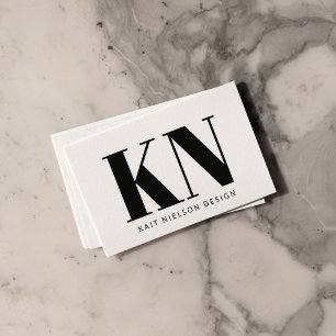 Fett Modern Monogramm Professionell Schwarz Weiß Visitenkarte