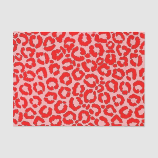 Fett Modern Red Roink Leopard Animal Print Seidenpapier (Vorderseite)