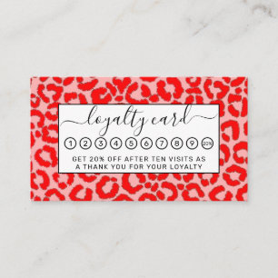 Fett Modern Red Roink Leopard Animal Print Treuekarte