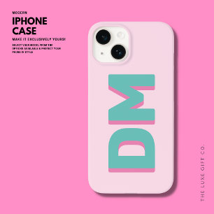 Fett Moderne Big Initials Shadow Monogram Pink Case-Mate iPhone 14 Hülle