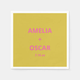 Fett Moderne Chartreuse Rosa Gelbe Hochzeit indivi Serviette