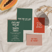 Fett moderne farbenfrohe Brushstroke Retro Wedding