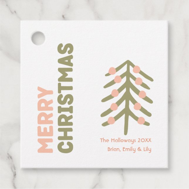 Fett Moderne frohe Weihnachtsgeschenke Geschenkanhänger (Vorderseite)