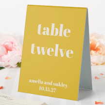 Fett Moderne gelbe Retro-Maßzahl für Hochzeiten