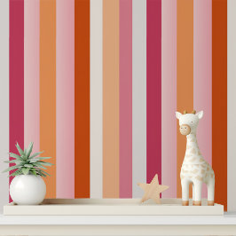 Fett Moderne Streifen Rosa Orangefarbenes weißes M Tapete